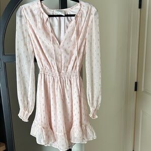 Wayf Blush and Gold Long Sleeve Dress